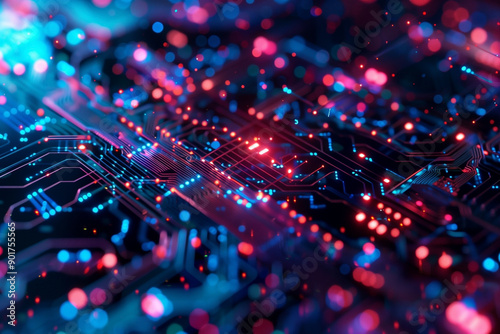 electronic luminous blue-red abstract background