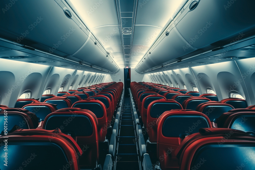 Fototapeta premium empty seats in aircraft cabin