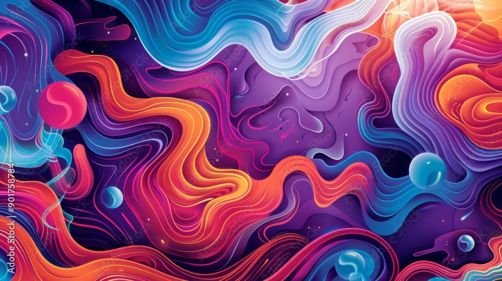 Fototapeta premium Vibrant Abstract Liquid Waves Background
