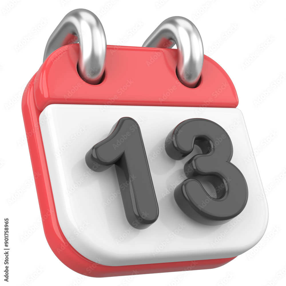 3D calendar. Day 13. Thirteenth day of the month. 3D illustration. 3D calendar. Day 13. Thirteenth day of the month. 3D illustration.