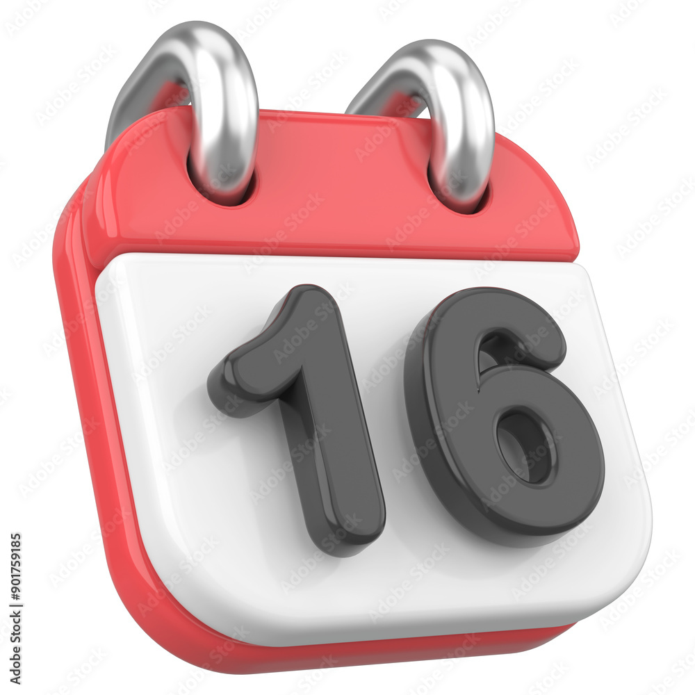 3D calendar. Day 16. Sixteenth day of the month. 3D illustration. 3D calendar. Day 16. Sixteenth day of the month. 3D illustration.