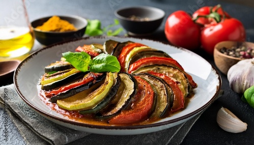 vegetarian ratatouille dish, AI generated photo