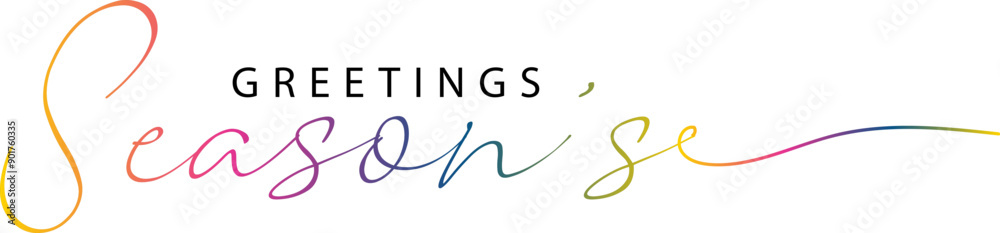 Season's Greetings trendy lettering text. Hand written calligraphy inscription with omela leaves, spruce branch. Vector Season's Greetings trendy lettering text. Hand written calligraphy inscription with omela leaves, spruce branch. Vector
