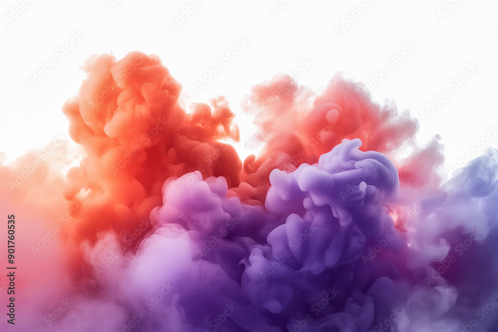 Fototapeta premium Bright explosion of smoke, orange and purple colors