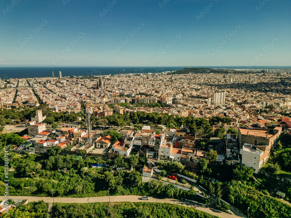 Fototapeta premium Barcelona, Spain - City view over the Carmel Bunkers