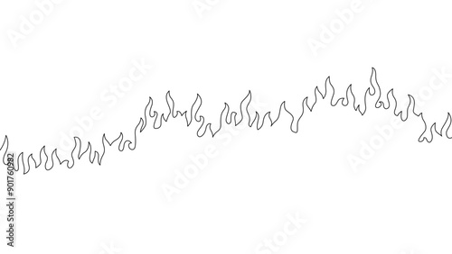 Abstract Fire Background. Abstract flame Background. doodle fire background. Fire outline. Fire flame continue line.