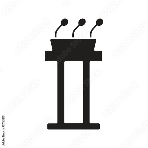 Press conference icon. Speech tribune icon