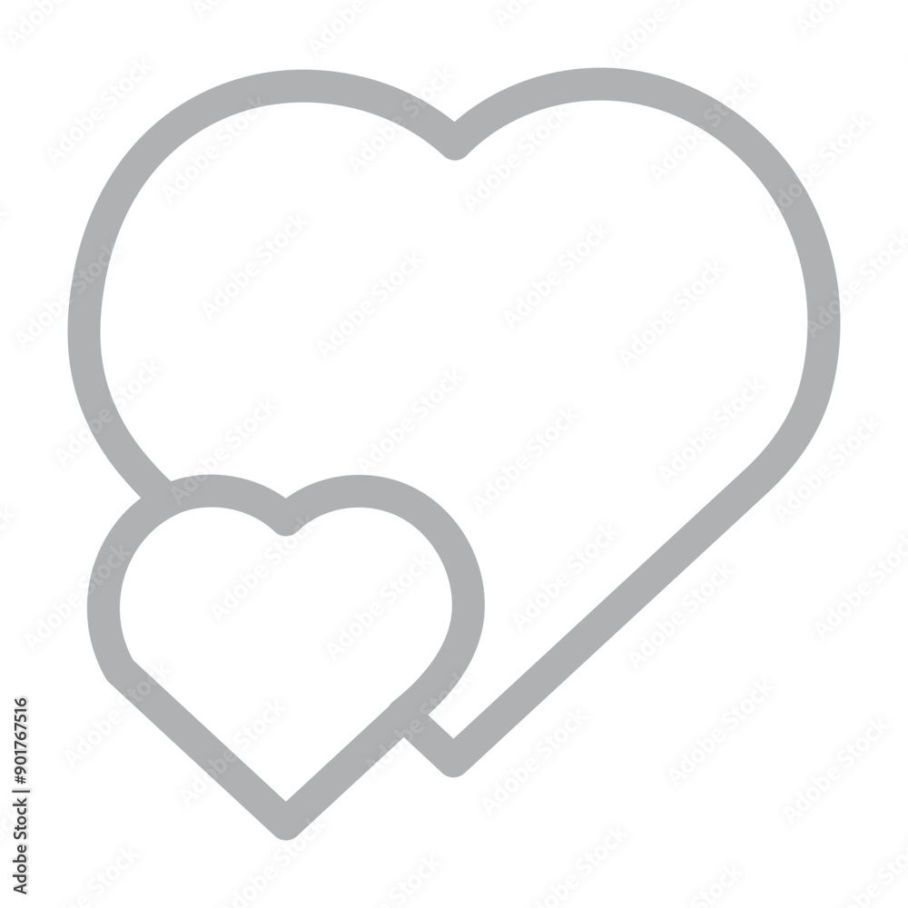 emoji Hearts Vector Line Grey Icon Design