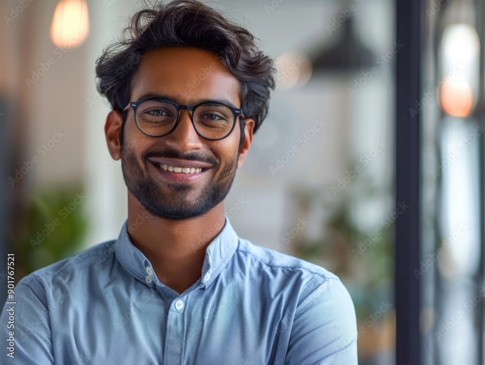 A person with glasses and a beard smiling at the camera, perfect for any occasion where a friendly face is needed A person with glasses and a beard smiling at the camera, perfect for any occasion where a friendly face is needed