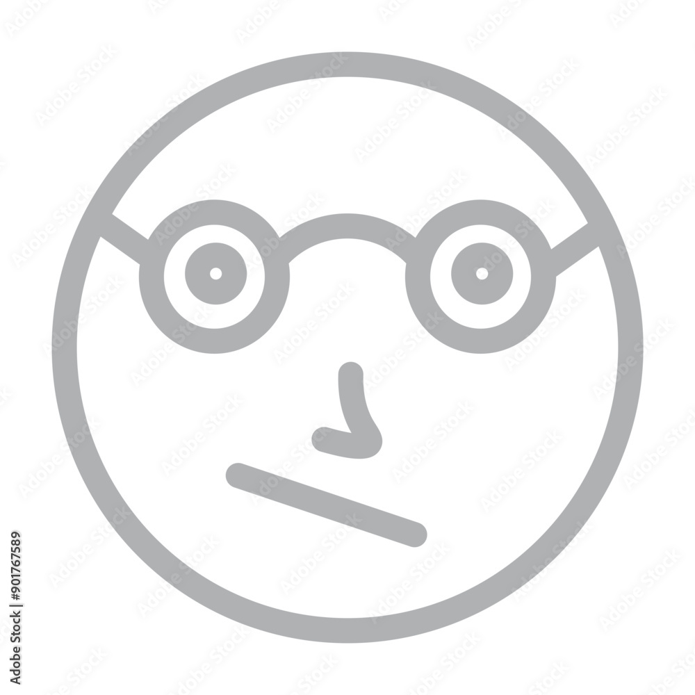 emoji glasses Vector Line Grey Icon Design emoji glasses Vector Line Grey Icon Design