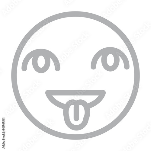 emoji Tongue Out Vector Line Grey Icon Design