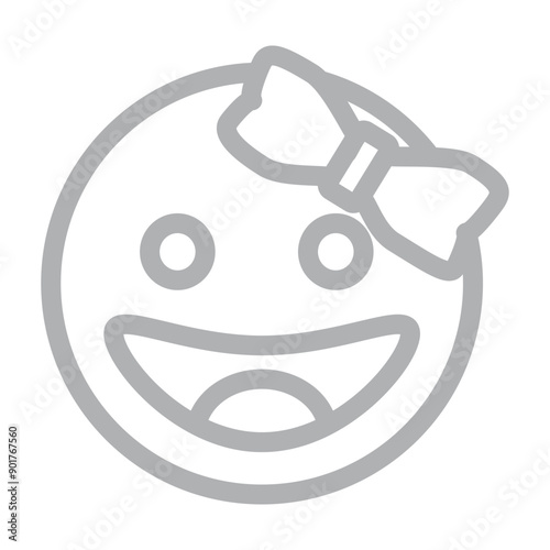 emoji bow Girl Vector Line Grey Icon Design