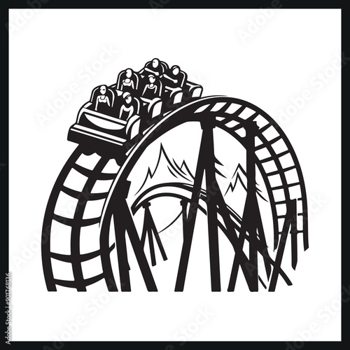 Vector Silhouette of a Roller Coaster ride black 