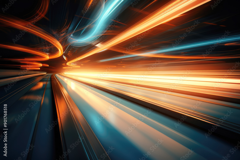 generated illustration of blurred motion view of a futuristic tunnel with smooth curves. generated illustration of blurred motion view of a futuristic tunnel with smooth curves.