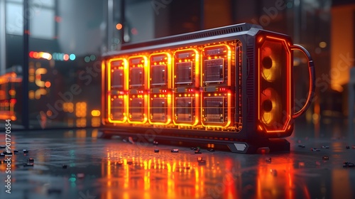 Wallpaper Mural Flat Design Cryptocurrency Mining Rig with Golden Heat Sinks and Low-Key Lighting Torontodigital.ca