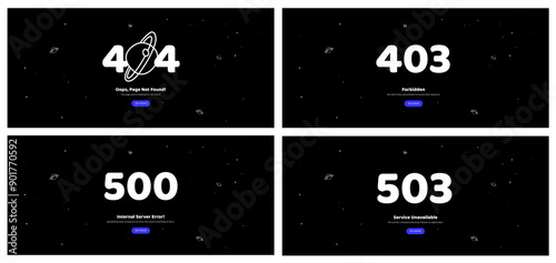 Web error pages layout vector design