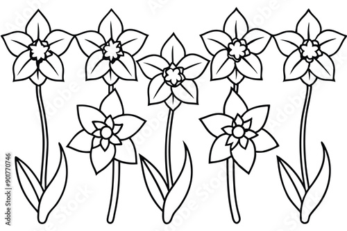 Delphinium flower line art illustration
