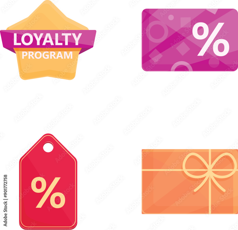 Loyalty program icons set cartoon vector. Loyalty program and customer service. Promotion method, marketing concept Loyalty program icons set cartoon vector. Loyalty program and customer service. Promotion method, marketing concept