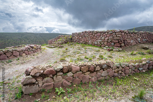 Ruins of Rumicucho, Pomasqui, Ecuador. These ruins are supposed to be remnants of the Inca civilization, which disappeared after the Spanish conquest of America.  photo