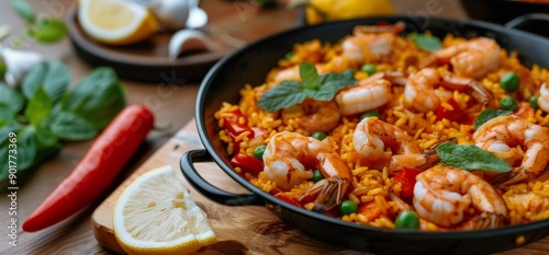 Seafood Paella Dish With Shrimp