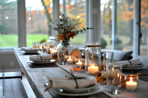 Rustic Table Setting With Candles