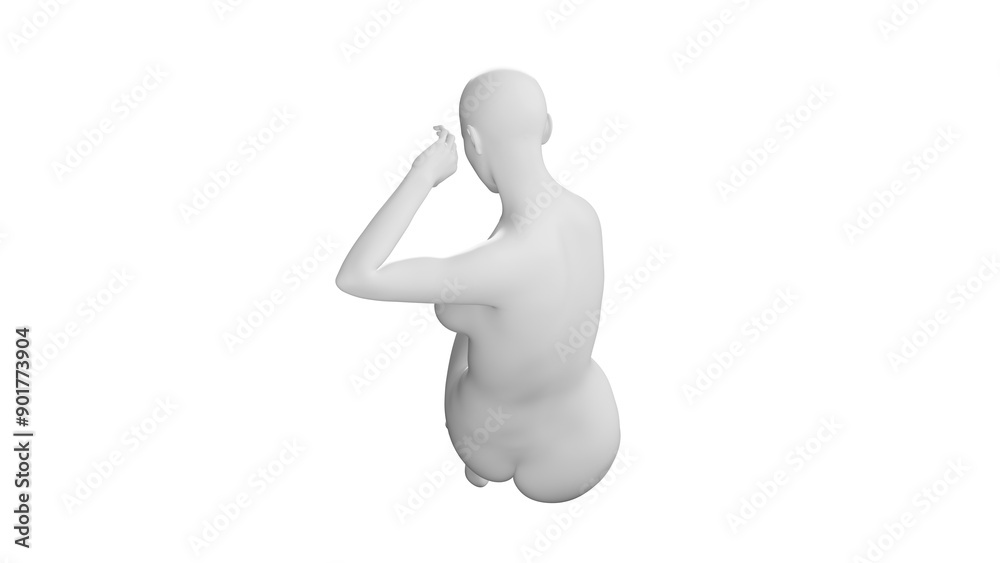 Female Mannequin Exercising (Doing Abs) Isolated on Transparent Background. Back View Female Mannequin Exercising (Doing Abs) Isolated on Transparent Background. Back View