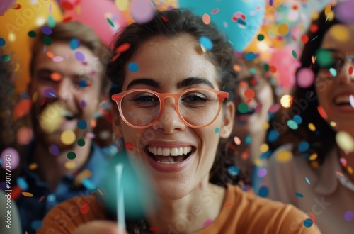 Woman Celebrating With Confetti