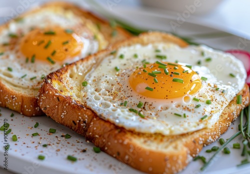 Fried Eggs on Toast With Chives