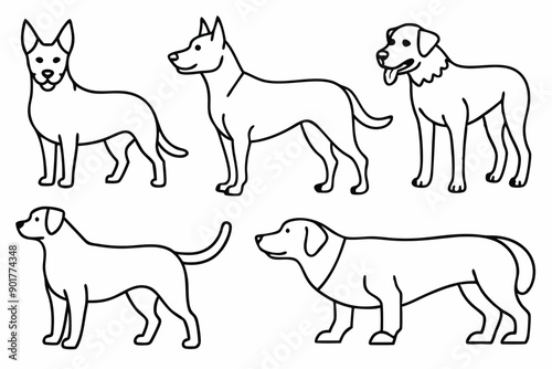 Dog line art illustration Design Concepts
