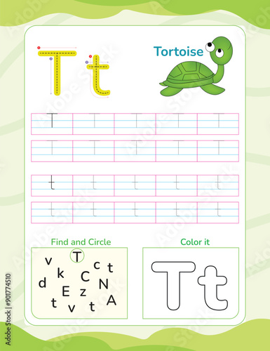 Alphabet tracing worksheet with letter and vocabulary