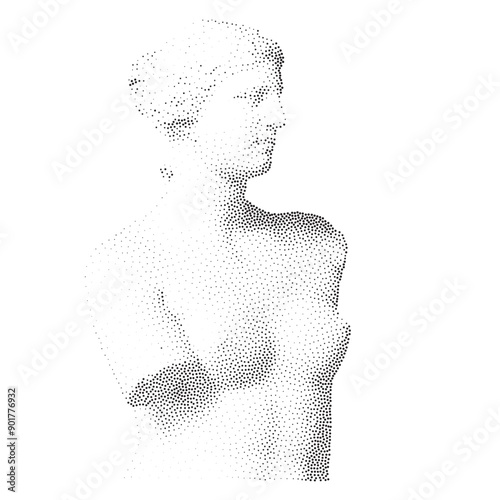 Halftone ancient sculpture. Stippling Venus statue