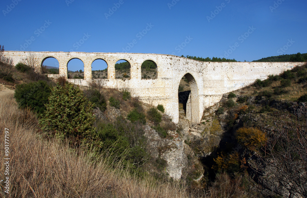 A view of the Incekaya Aqueduct and Tokatlı Canyon in Safranbolu, Turkey A view of the Incekaya Aqueduct and Tokatlı Canyon in Safranbolu, Turkey