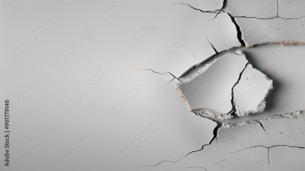 Fototapeta premium crack on the wall gray background abstract pattern texture