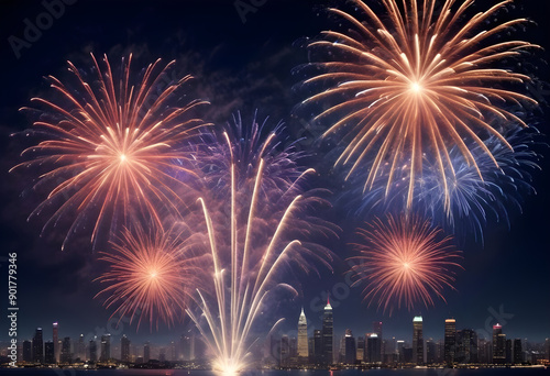 fireworks over the city