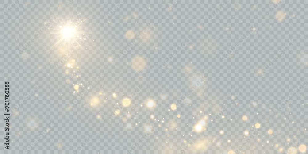 Sparkling Christmas gold particles of bright bokeh, glowing bokeh lights and glitter isolated on transparent background. Sparkling Christmas gold particles of bright bokeh, glowing bokeh lights and glitter isolated on transparent background.