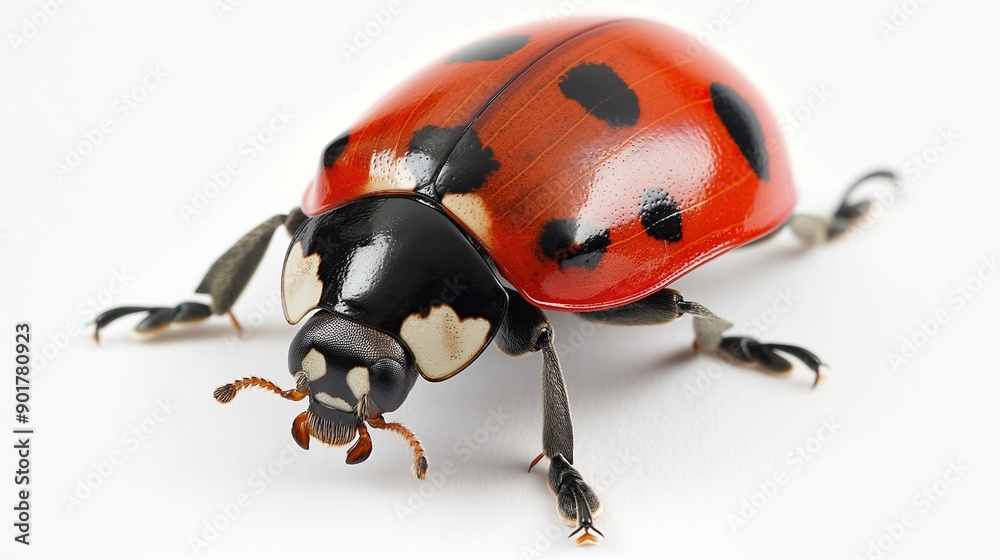 one single ladybug on white background one single ladybug on white background