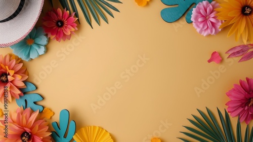Colorful Desert Flowers and Cactus Illustration