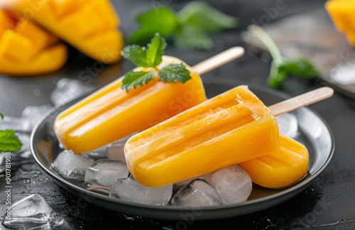 Mango Popsicles on Ice