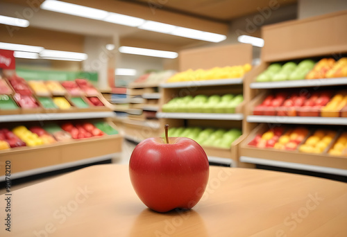 an apple in the grocery