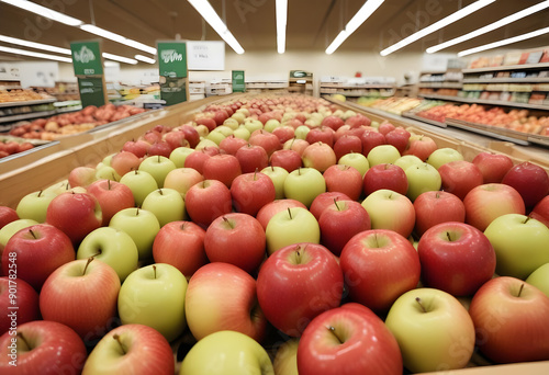 red and green apples in the market