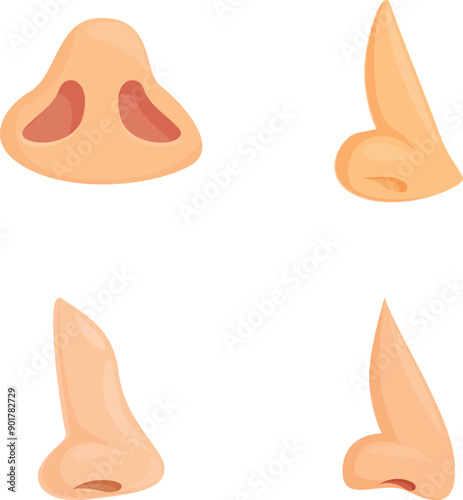 Nose job icons set cartoon vector. Surgical nasal improvement. Medical and beauty