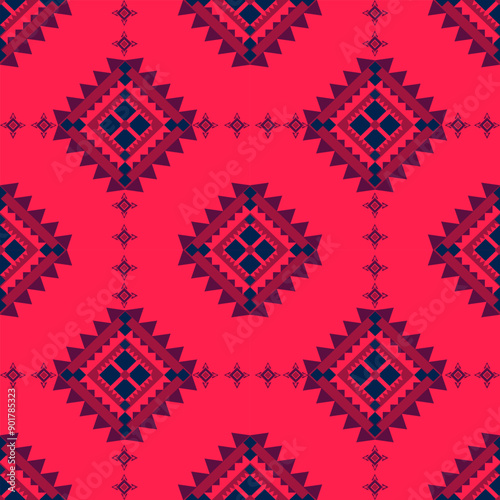 Red Navajo, patterns southwest Navajo Native American tribal ethnic, Native American tribal fabric, tile, carpet, vector,
illustration design,  