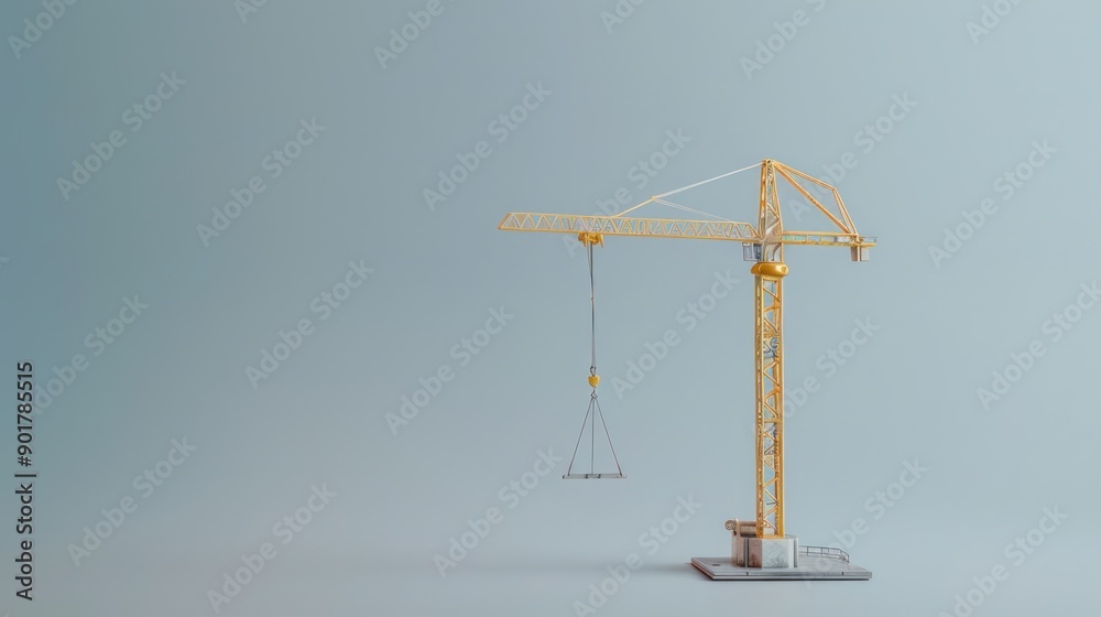 Fototapeta premium A construction crane model displayed in a photography studio