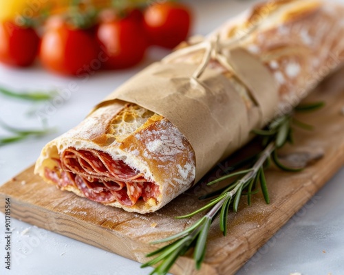 Salami and Rosemary Baguette