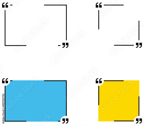 Text quotes. Quote box frame, big set. Blank template quote text info boxes quotation bubble blog quotes symbols. Vector banner illustration.
