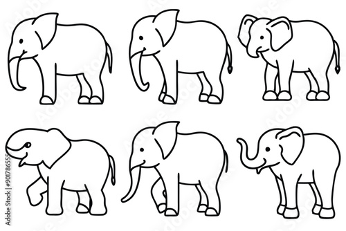 Elephant line art illustration Design Concepts