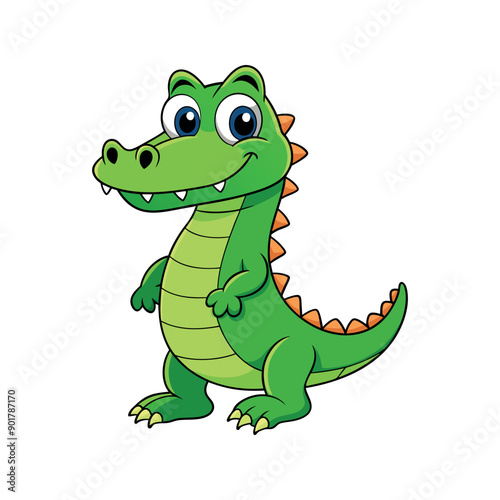 Vector cartoon Alligator Crocodile Clipart illustration On a White Background