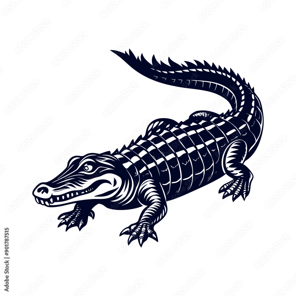 Fototapeta premium Vector cartoon Alligator Crocodile silhouettes Clipart illustration On a White Background