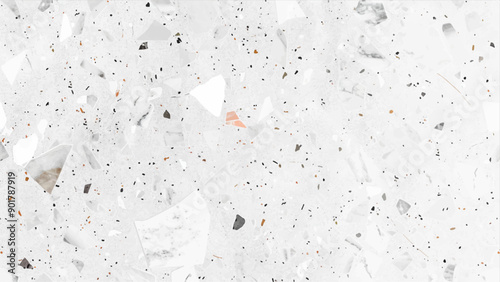 Terrazzo floor marble seamless hand crafted pattern. Traditional venetian material. White marble texture and background.