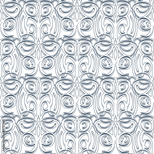 Seamless pattern with stylized ethnic pattern. Hand-drawn illustration. © tiff20